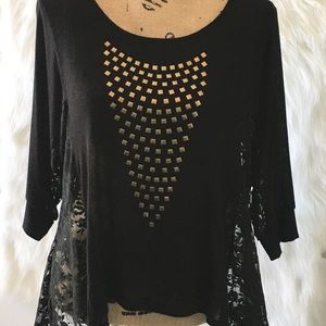 Maude Black and Gold Top